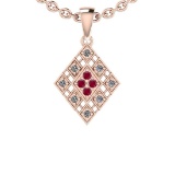 0.25 Ctw SI2/I1 Ruby And Diamond 14K Rose Gold Pendant