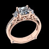 1.96 Ctw VS/SI1 Diamond 14K Rose Gold Engagement Filigree Ring