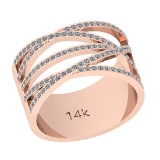 0.84 Ctw Si2/i1 Diamond 14K Rose Gold Men's Band Ring