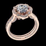 3.05 Ctw VS/SI1 Diamond 14K Rose Gold Engagement Halo Ring