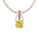 Certified 0.56 Ct GIA Certified Natural Fancy Yellow Diamond and White Diamond 14K Rose Gold Pendant