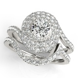 Certified 1.25 Ctw SI2/I1 Diamond 14K White Gold Bridal Wedding Set Ring