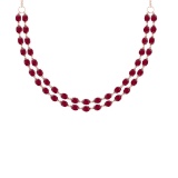 50.60 Ctw Ruby 14K Rose Gold Double layer Necklace