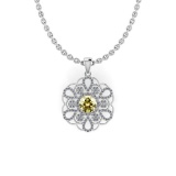 Certified 2.30 Ctw SI1/SI2 Natural Fancy Light Brown Yellow And White Diamond 14K White Gold Pendant