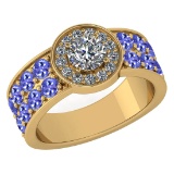 Certified 2.08 Ctw I2/I3 Tanzanite And Diamond 14K Yellow Gold Victorian Style Engagement Halo Ring