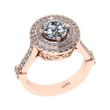 1.95 Ctw SI2/I1 Diamond 14K Rose Gold Engagement Halo Ring