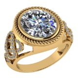 Certified 3.86 Ctw Diamond VS/I1 Ring For 14K Yellow Gold