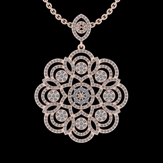 1.23 Ctw SI2/I1 Diamond 14K Rose Gold Pendant Necklace