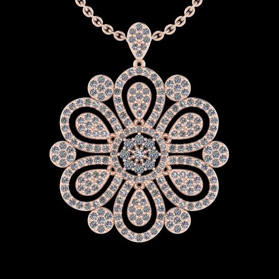 1.26 Ctw SI2/I1 Diamond 14K Rose Gold Pendant Necklace
