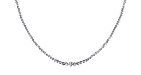 5.63 Ctw SI2/I1 Diamond 14K White Gold Princess Necklace