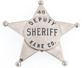 KANE COUNTY ILLINOIS DEPUTY SHERIFF BADGE NO. 49