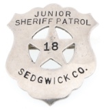 SEDGWICK CO. JUNIOR SHERIFF PATROL BADGE NO. 18