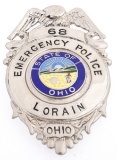 LORAIN OHIO EMERGENCY POLICE BADGE NO. 68