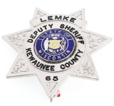 KEWAUNEE COUNTY WISCONSIN DEPUTY SHERIFF BADGE NO. 65
