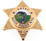 BAGGS WYOMING POLICE CHIEF BADGE NO. B-1