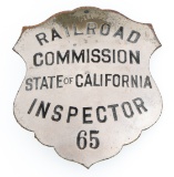 CALIFORNIA RAILROAD COMMISSION INSPECTOR BADGE NO. 65