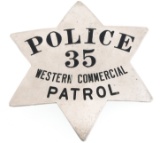 WESTERN COMMERCIAL POLICE PATROL BADGE NO. 35