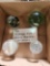 LOT OF 4 ART GLASS MARBLES ON BASES