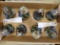 7 LARGE SALUTE MARBLES W/FROG BASES