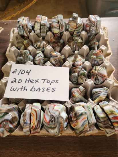 LOT OF 20 HEX TOPS WITH BASES