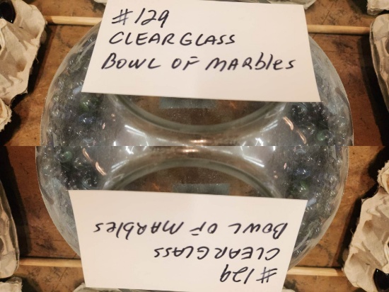 CLEAR GLASS BOWL OF MARBLES