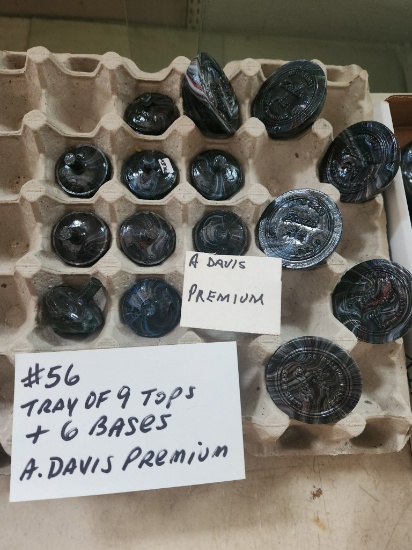 TRAY OF 9 TOPS AND 6 BASES