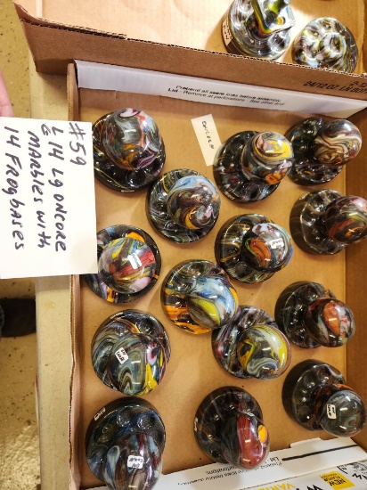 14 LARGE ONCORE MARBLES W/FROG BASES