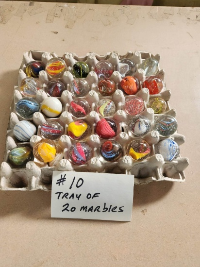 TRAY OF 20 MARBLES