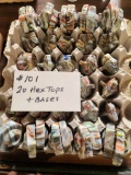 LOT OF 20 HEX TOPS AND BASES
