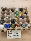 TRAY OF 30 MIXED MARBLES