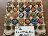 LOT OF 24 ART GLASS MARBLES