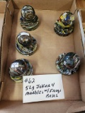 LOT OF 5 LARGE JOKER MARBLES/FROG BASES