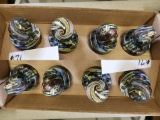 7 LARGE SALUTE MARBLES W/FROG BASES