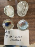 4 ART GLASS MARBLE LOT