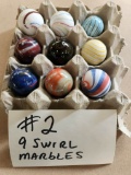 9 SWIRL MARBLES