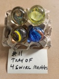 TRAY OF 4 SWIVEL MARBLES