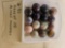 Tray of 15 mixed marbles