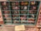 Display case with 48 Art Glass marbles