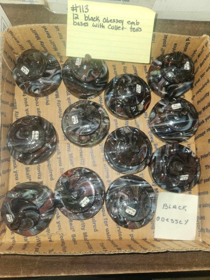 12 Black Oddesy Cullet tops and Emb bases