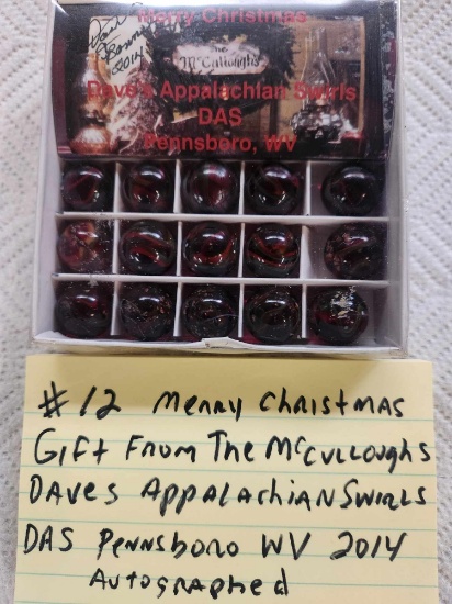Daves Appalachian Swirl 15 marbles Sealed as a gift & autographed