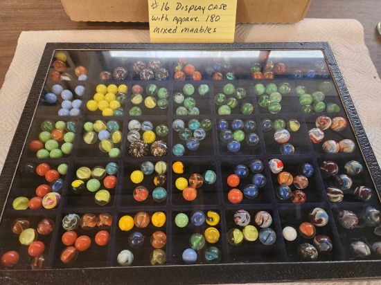 DIsplay Case with Approx. 180 marbles