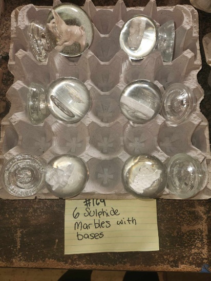 6 Sulphide marbles with Emb bases