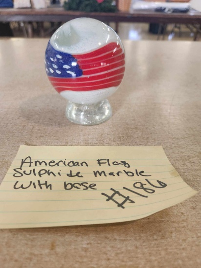 American Flag Sulphide marble with base