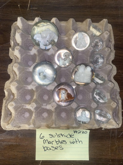 6 Sulphide marbles with Emb bases