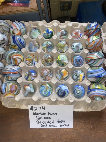 20 Jim King Marble King Cullet tops and Embosed bases