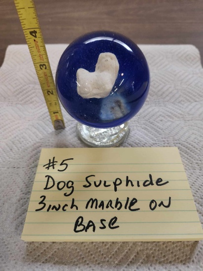 Dog Sulphide 3 inch marble on base
