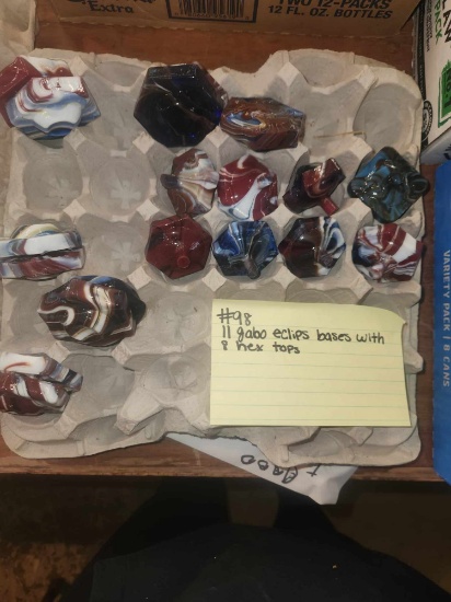8 JAbo Eclipse cullet tops and 11 Emb bases