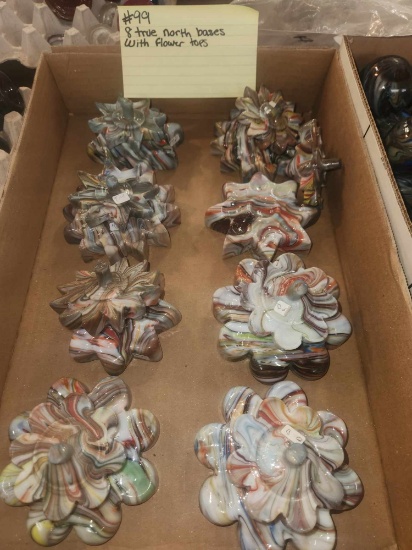 8 True North Flower tops with 8 Emb bases