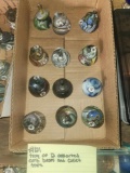 Tray of 12 Assorted Cullet tops and Emb bases