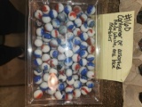 Container of Assorted Red White & Blue marbles